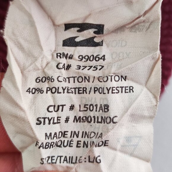 Billabong knit hoodie pull over men's size L maroon & black long sleeve - Picture 5 of 11